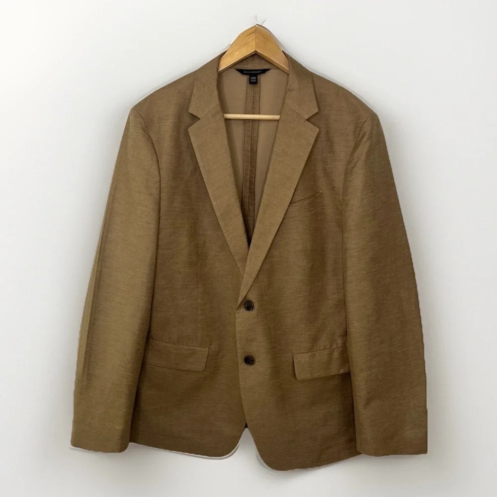 Banana Republic Progetto Uno Slim Italian Cotton Blazer Vicuna Tan Mens 42S